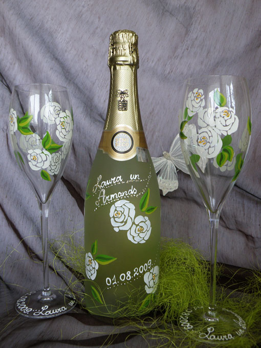 Personalized glasses White roses